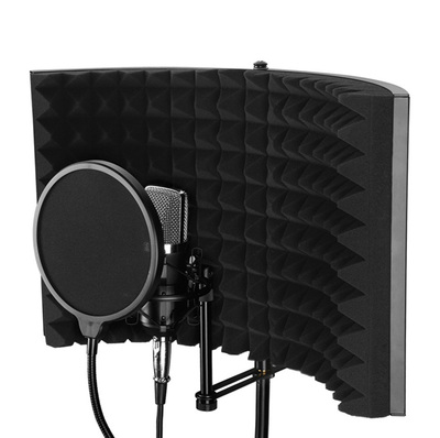 Portable microphone vocal isolation booth